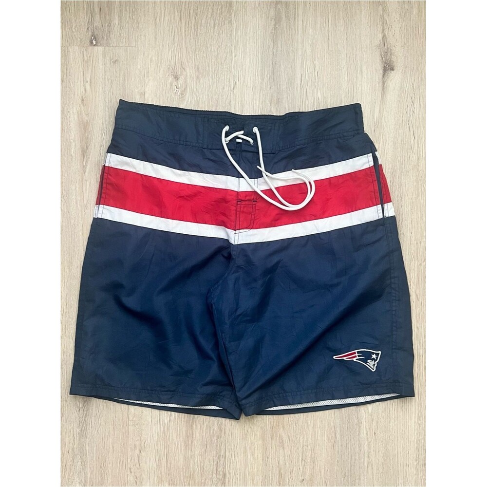 New England Patriots Satin Shorts Mens XL Blue NFL Team Apparel Athletic Y2K